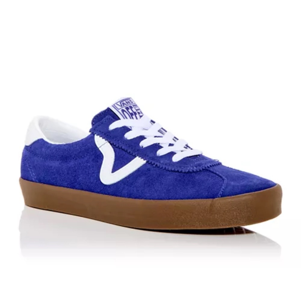 Blue Suede Sneakers with White Accents
